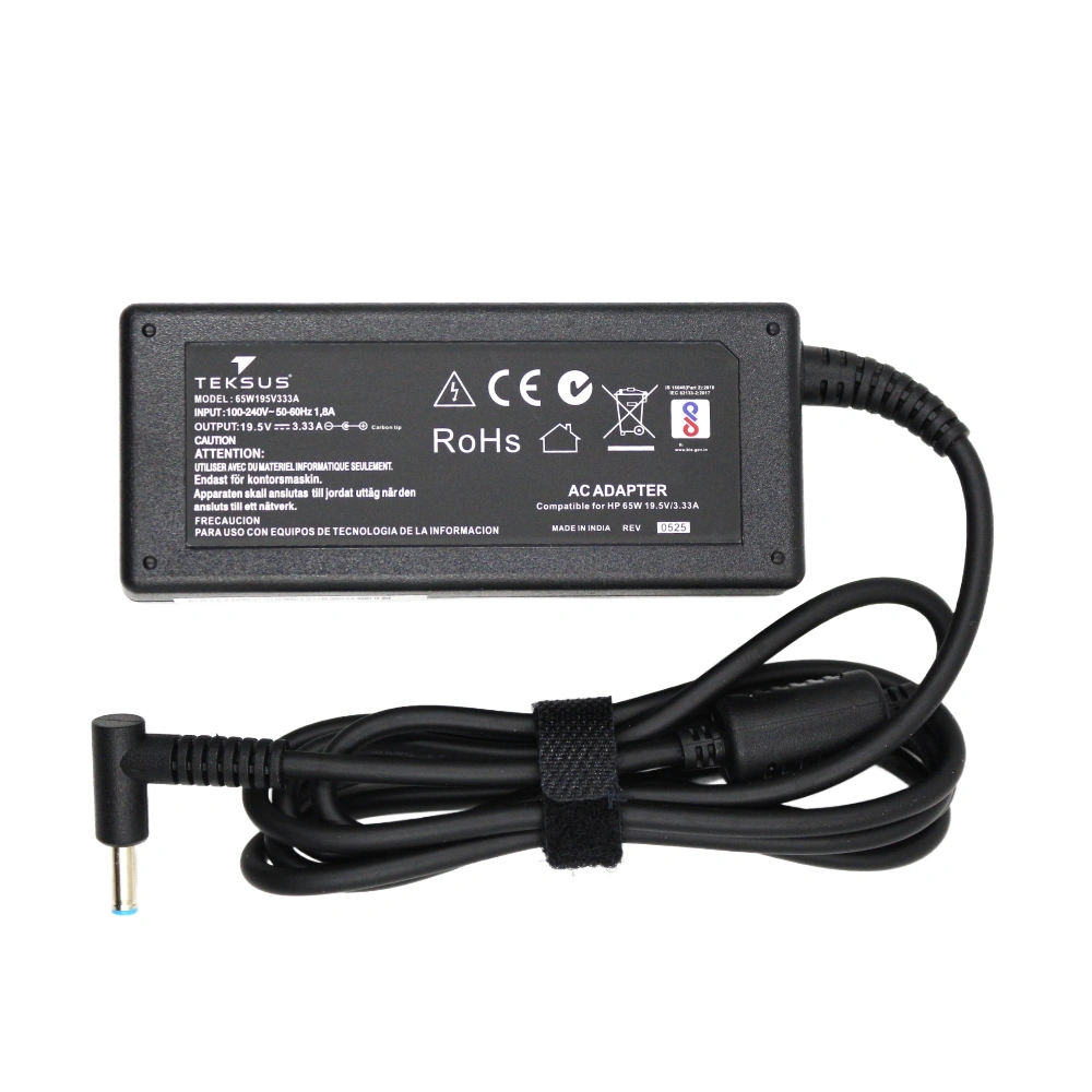Teksus Laptop Adapter Compatible  For HP 65w | 19.5v/3.33a | 4.5mm x 3.0mm Blue Pin view 2